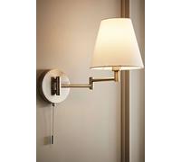 ValueLights Sonia Adjustable Swing Arm Wall Light with Tapered Linen Lamp Shade in Silver ValueLights Silver