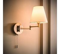 Valuelights Sonia Brushed Chrome Swing Arm Wall Light With Tapered Shade And Bulb