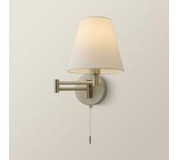 Valuelights Sonia Pair Of Brushed Chrome Swing Arm Wall Lights With Tapered Shade And Bulbs