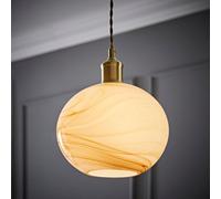 Valuelights Sookie Alabaster Glass Brushed Gold Capped Ceiling Pendant Light With Led Bulb