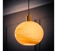 Sookie Alabaster Glass Gold Capped Ceiling Pendant Light with LED Bulb ValueLights Cream One Size