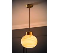 Valuelights Sookie Alabaster Glass Brushed Gold Capped Ceiling Pendant Light With Led Bulb