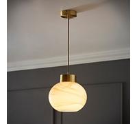 ValueLights | Sookie Alabaster Marble Effect Glass Brushed Gold Capped Ceiling Pendant Light | Pendent Light, Home Décor & Improvement Essential | Includes Full Wired Fitting