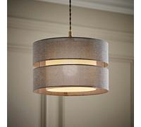 Valuelights Sophia 2 Tier Grey Linen Drum Ceiling Lamp Shade And Bulb (D)30Cm