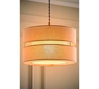 Valuelights Sophia Linen Tier 30Cm Drum Easy Fit Ceiling Light Lamp Shade And Bulb In Natural Natural
