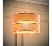 Valuelights Sophia Linen Tier 30Cm Drum Easy Fit Ceiling Light Lamp Shade And Bulb In Natural Natural One Size