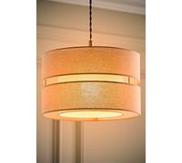 Valuelights Sophia Linen Tier 30Cm Drum Easy Fit Ceiling Light Lamp Shade And Bulb In Natural Natural