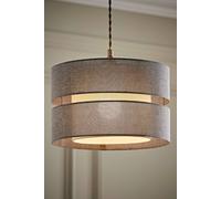 Valuelights Sophia Linen Tier 30Cm Drum Easy Fit Ceiling Pendant Light Lamp Shade In Grey Grey