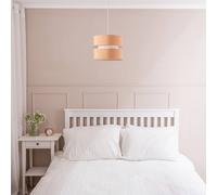 ValueLights | Small Easy Fit 2 Tier Pendant Drum Lampshade in Sand | Lamp Shades, Home Décor & Improvement Essential | Set of 2 | 26cm Shade Width