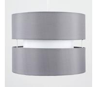 Sophia Pair of Two Small 26cm Easy Fit Ceiling Lamp Shades with Bulbs ValueLights Grey 10 inches