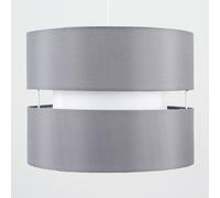 Sophia Pair of Two Small 26cm Easy Fit Ceiling Lamp Shades with Bulbs ValueLights Grey 10 inches