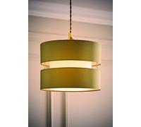 ValueLights | Small Easy Fit Ceiling Light Shade 2 Tier Pendant Drum Lampshade for Living Room Bedroom Hallway - Olive Green | Shades, Home Décor & Improvement Essential | Included LED Bulb