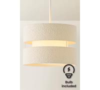 Valuelights Sophia Tiered Boucle Easy Fit Ceiling Pendant Lamp Shade And Bulb