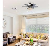 ValueLights Spitfire 30" 6 Blade Chrome & Black Ceiling Light Fan in Silver ValueLights Silver