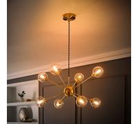 ValueLights Sputnik Adjustable Drop 8 Way Glass Ceiling Pendant Light with Bulbs in Gold ValueLights Gold