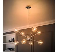 ValueLights Sputnik Adjustable Drop 8 Way Glass Ceiling Pendant Light with Bulbs in Silver ValueLights Silver