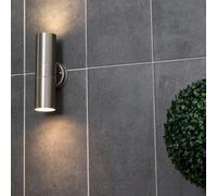Valuelights Stainless Steel Silver External Up/down Ip44 Rated Outdoor Security Wall Light Complete With 5W Led Bulbs Warm White