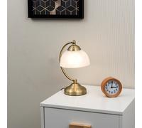 Valuelights Stamford Curved Antique Brass And Frosted Glass Bedside Table Lamp