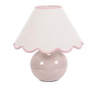 ValueLights | Stone Natural Ceramic Table Lamp with Pink Trim Scallop Lampshade Living Room Bedside Light | Table Lamps, Home Décor & Improvement Essential