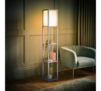 ValueLights Struttura Pastel Blue Wood Shelving Square Floor & Bulb