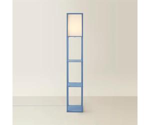 ValueLights | Struttura Pastel Blue Wood Shelving Square Floor Lamp with Fabric Shade | Floor Lamps, Home Décor & Improvement Essential