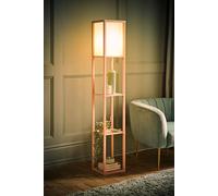 ValueLights Struttura Pastel Pink Wood Shelving Floor Lamp & Bulb