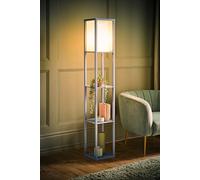 ValueLights Struttura Pastel Blue Wood Shelving Square Floor & Bulb