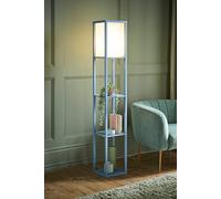 ValueLights Struttura Pastel Blue Wood Shelving Square Floor Lamp