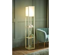 ValueLights | Struttura Pastel Pink Wood Shelving Square Floor Lamp with Fabric Shade | Floor Lamps, Home Décor & Improvement Essential