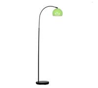 Valuelights Style Black Curved Stem Floor Lamp With Gloss Green Arco Style Metal Dome Light Shade With Led Gls Bulb In Warm White