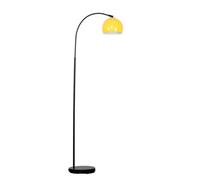 Valuelights Style Black Curved Stem Floor Lamp With Gloss Yellow Arco Style Metal Dome Light Shade With Led Gls Bulb In Warm White