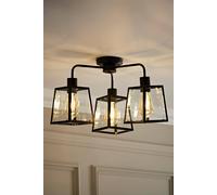 Valuelights Susie 3 Arm Glass Lantern Ceiling Light With Led Bulbs In Black Black One Size