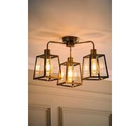 Valuelights Susie 3 Arm Glass Lantern Ceiling Light With Led Bulbs In Gold Gold One Size