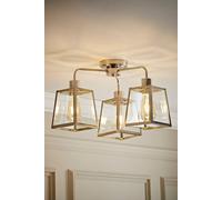 Valuelights Susie 3 Arm Glass Lantern Ceiling Light With Led Bulbs In Silver Silver One Size