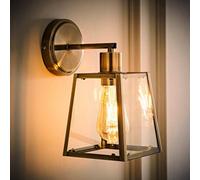 Valuelights Susie Antique Brass Glass Lantern Wall Light And Bulb