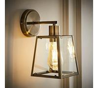 Valuelights Susie Brushed Brass Glass Lantern Wall Light