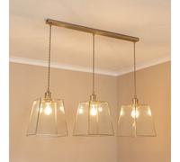 ValueLights Susie Glass Lantern 3 Drop Diner Ceiling Pendant Light with Bulbs in Silver ValueLights Silver