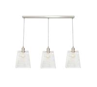 ValueLights | Susie Glass Lantern 3 Drop Brushed Chrome Diner Ceiling Pendant Light with Bulbs | Pendent Light, Home Décor & Improvement Essential | Light Bulb Included | Includes Full Wired Fitting