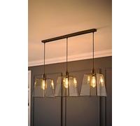 ValueLights Susie Glass Lantern 3 Drop Diner Ceiling Pendant Light with Bulbs in Bronze ValueLights Bronze