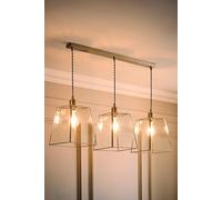 ValueLights Susie Glass Lantern 3 Drop Diner Ceiling Pendant Light with Bulbs in Silver ValueLights Silver