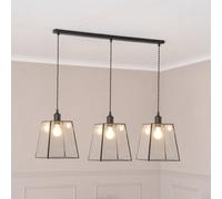 ValueLights Susie Glass Lantern Black 3 Drop Ceiling Light & Bulbs