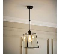 Valuelights Susie Glass Lantern Black Adjustable Drop Ceiling Light With Bulb