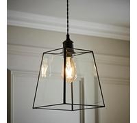 ValueLights | Matt Black Metal and Clear Glass Lantern Easy Fit Ceiling Light Shade | Lamp Shades, Home Décor & Improvement Essential