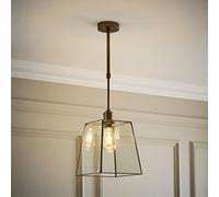 Valuelights Susie Glass Lantern Brass Adjustable Drop Ceiling Light With Bulb