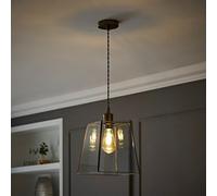 Valuelights Susie Glass Lantern Brushed Brass Single Ceiling Pendant Light With Led Bulb