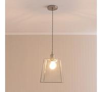 Valuelights Susie Glass Lantern Brushed Chrome Single Ceiling Pendant Light With Led Bulb