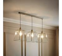 Valuelights Susie Glass Lantern Lamp Shade 3 Drop Brushed Chrome Diner Ceiling Pendant Light