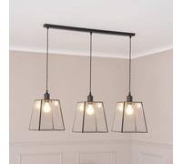 ValueLights Susie Glass Lantern Matte Black 3 Drop Ceiling Light