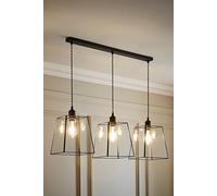 ValueLights Susie Glass Lantern Matte Black 3 Drop Ceiling Light