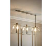 ValueLights Susie Glass Lantern Brushed Chrome 3 Drop Ceiling Light